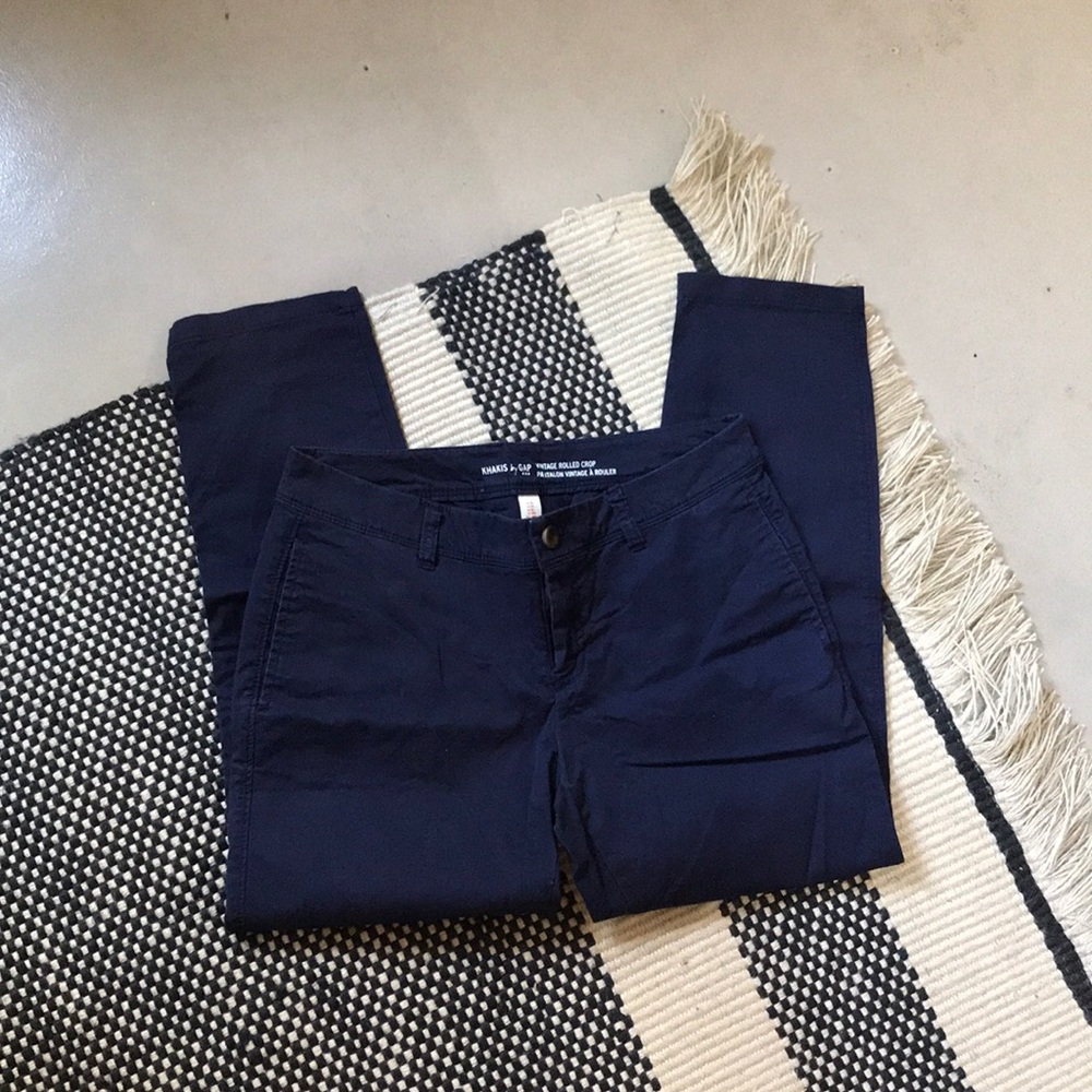 GAP Navy Rolled Cropped Khakis